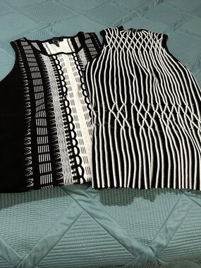 TWO Black & White Patterned Knit Tops - Set